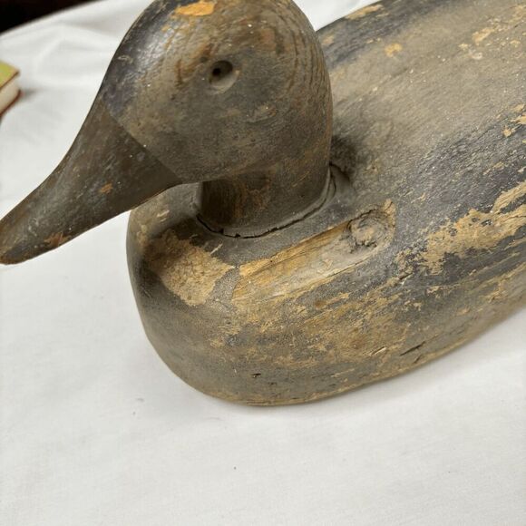 Vintage Balsa Wood Hunting Duck Decoy w/Weight Missing One Glass Eye - Picture 6 of 9
